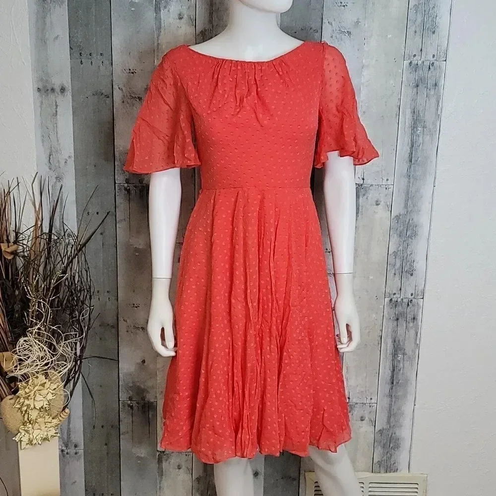 KATE Spade Silk Chiffon Clipped Polka-dot Dress